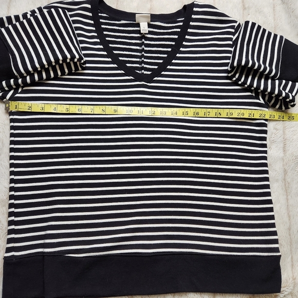 SIZE L Stripe Cotton blend pullover sweatshirt black white Nautical A NEW DAY - Picture 10 of 10